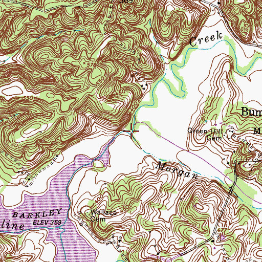 Topographic Map of Morgan Branch, TN