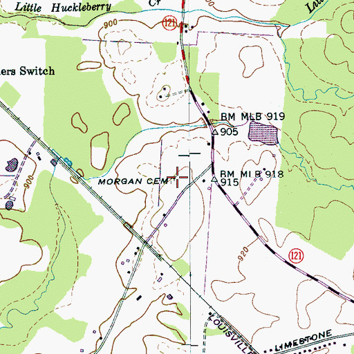 Topographic Map of Morgan Cemetery, TN