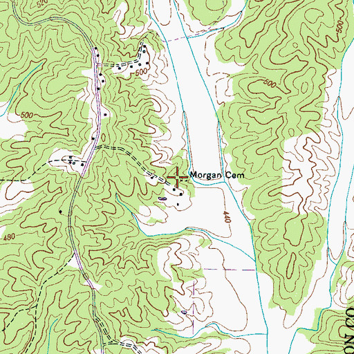 Topographic Map of Morgan Cemetery, TN