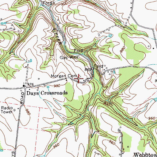 Topographic Map of Morgan Cemetery, TN