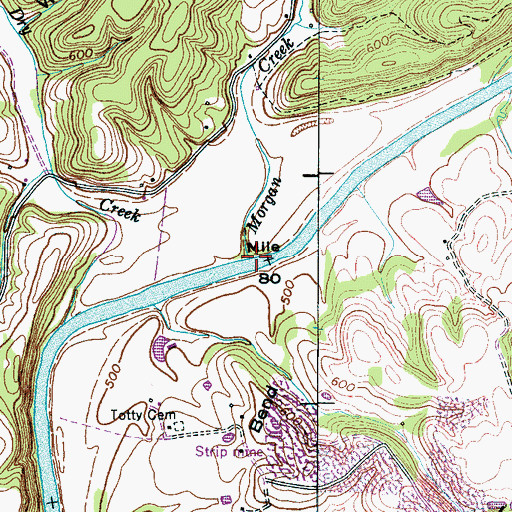 Topographic Map of Morgan Creek, TN