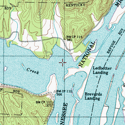 Topographic Map of Morgan Creek, TN