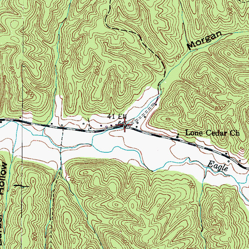 Topographic Map of Morgan Hollow, TN