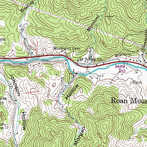 Topographic Map of Morgan Hollow, TN