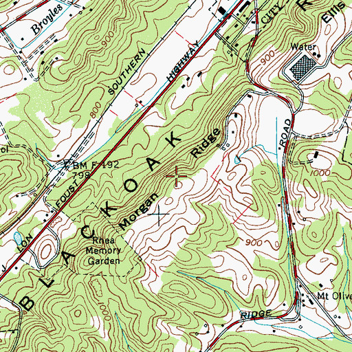 Topographic Map of Morgan Ridge, TN