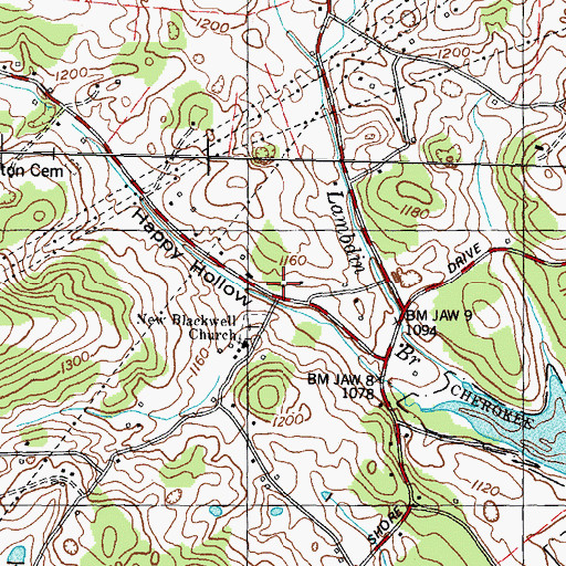 Topographic Map of Morgan School, TN