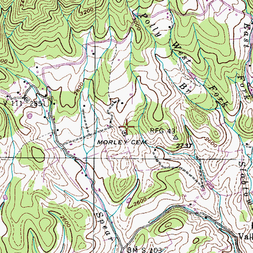 Topographic Map of Morley Cemetery, TN