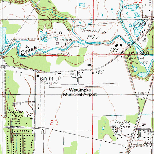 Topographic Map of Wetumpka Municipal Airport, AL