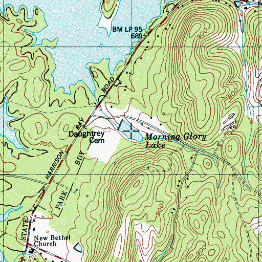Topographic Map of Morning Glory Lake, TN