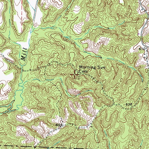 Topographic Map of Morning Sun Cemetery, TN