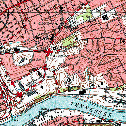 Topographic Map of Morningside Park, TN