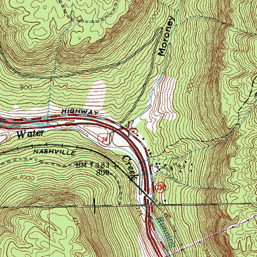 Topographic Map of Moroney Gulf, TN