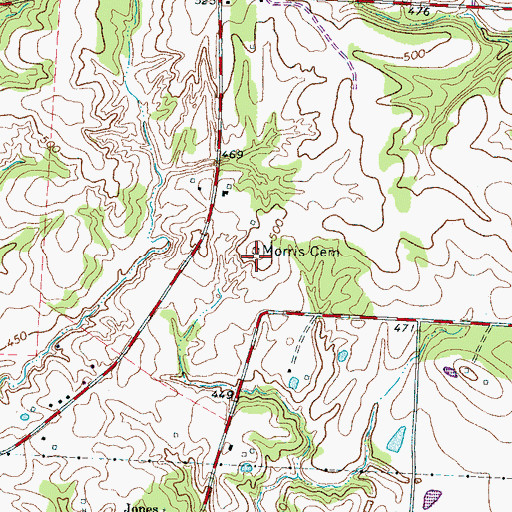 Topographic Map of Morris Cemetery, TN