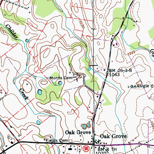 Topographic Map of Morris Cemetery, TN