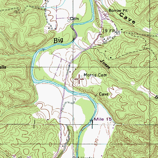Topographic Map of Morris Cemetery, TN