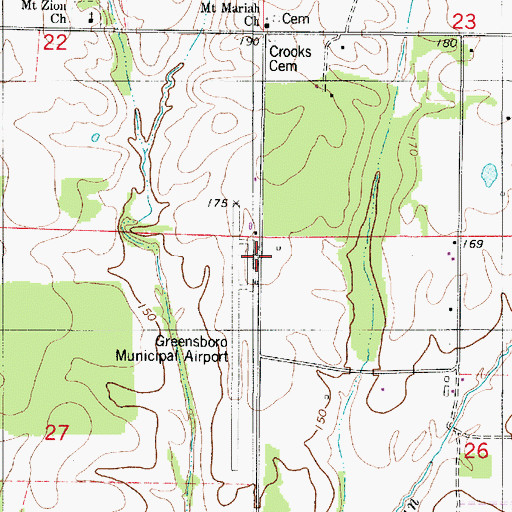 Topographic Map of Greensboro Municipal Airport, AL