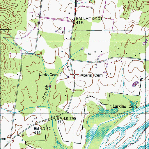 Topographic Map of Morris Cemetery, TN