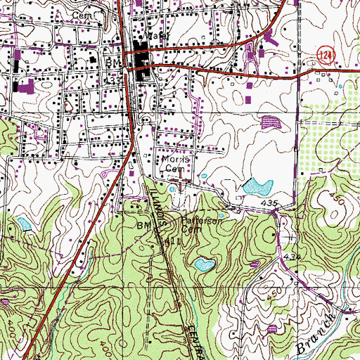 Topographic Map of Morris Cemetery, TN