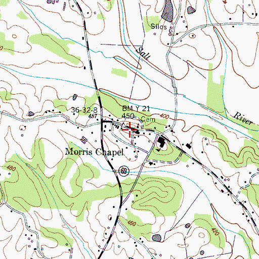 Topographic Map of Morris Chapel, TN