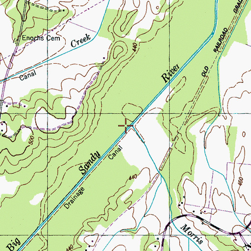 Topographic Map of Morris Creek, TN