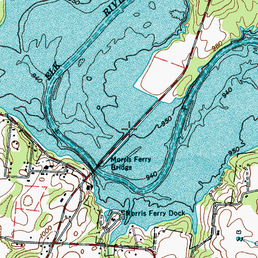 Topographic Map of Morris Ferry Bridge, TN
