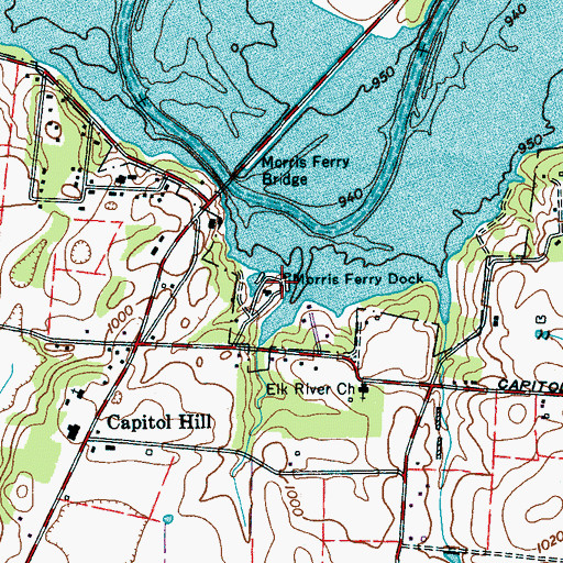 Topographic Map of Morris Ferry Dock, TN