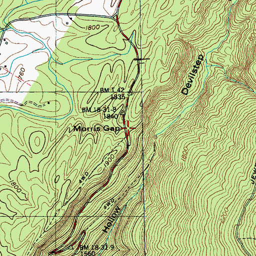 Topographic Map of Morris Gap, TN