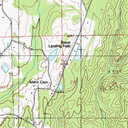 Topographic Map of Evans Airport (historical), AL