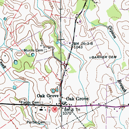 Topographic Map of Morris School, TN