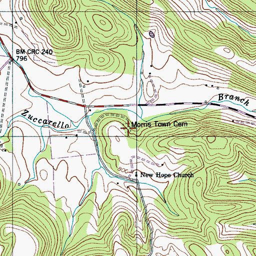 Topographic Map of Morris Town Cemetery, TN