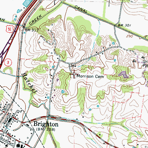 Topographic Map of Morrison Cemetery, TN