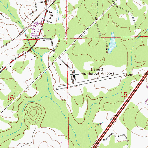 Topographic Map of Lanett Municipal Airport, AL
