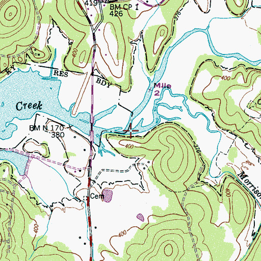 Topographic Map of Morrison Creek, TN