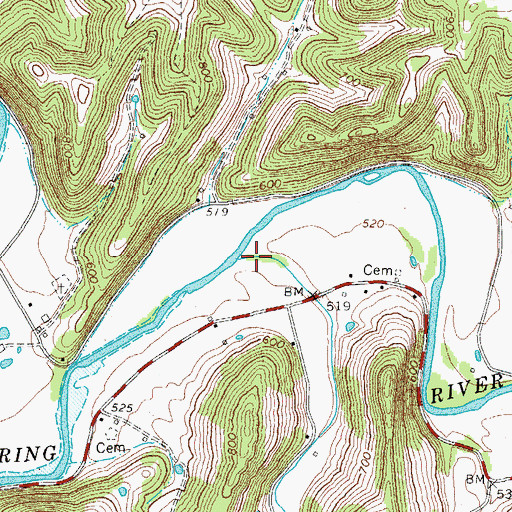 Topographic Map of Morrison Creek, TN