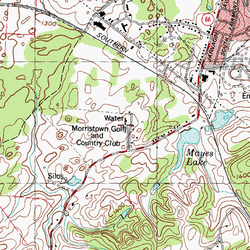 Topographic Map of Morristown Golf and Country Club, TN