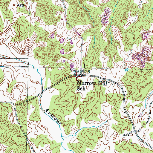 Topographic Map of Morrow Hill School, TN