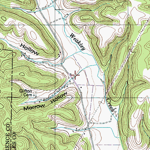 Topographic Map of Morrow Hollow, TN