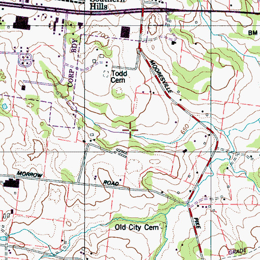 Topographic Map of Morrow Lake, TN