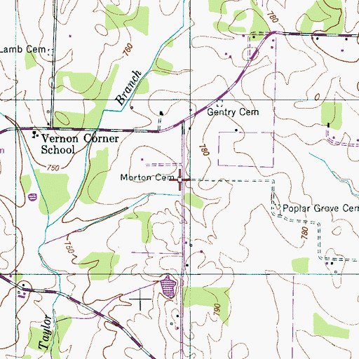 Topographic Map of Morton Cemetery, TN