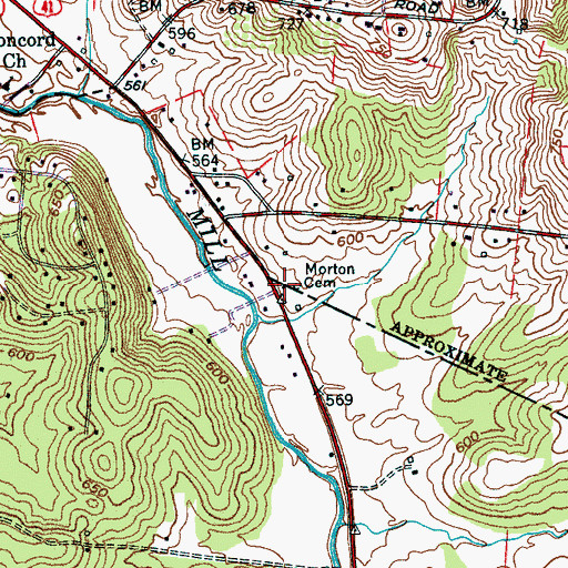 Topographic Map of Morton Cemetery, TN