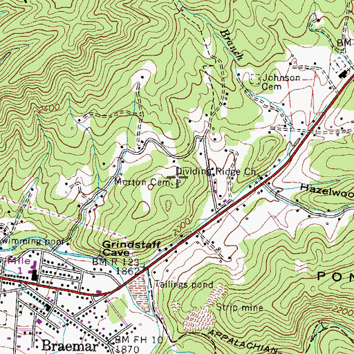 Topographic Map of Morton Cemetery, TN