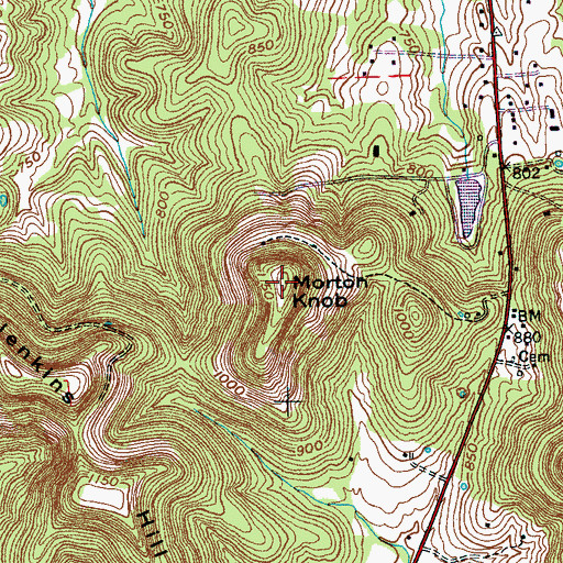 Topographic Map of Morton Knob, TN