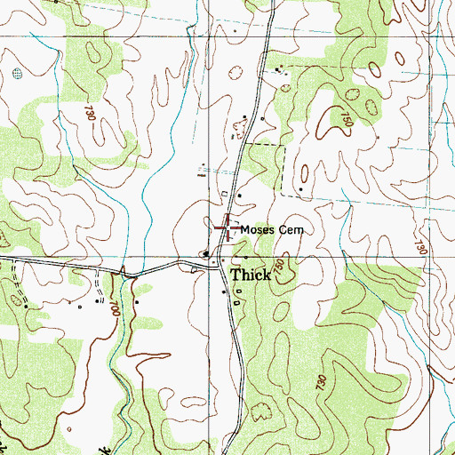 Topographic Map of Moses Cemetery, TN