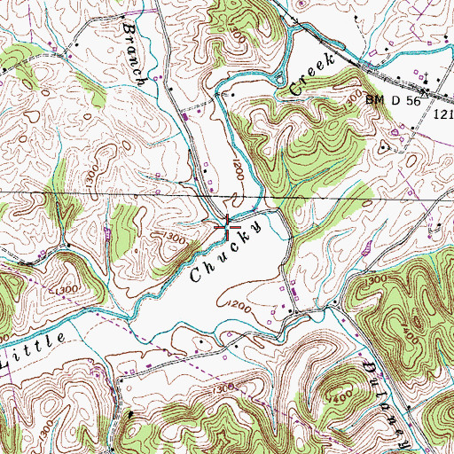 Topographic Map of Mosheim Branch, TN
