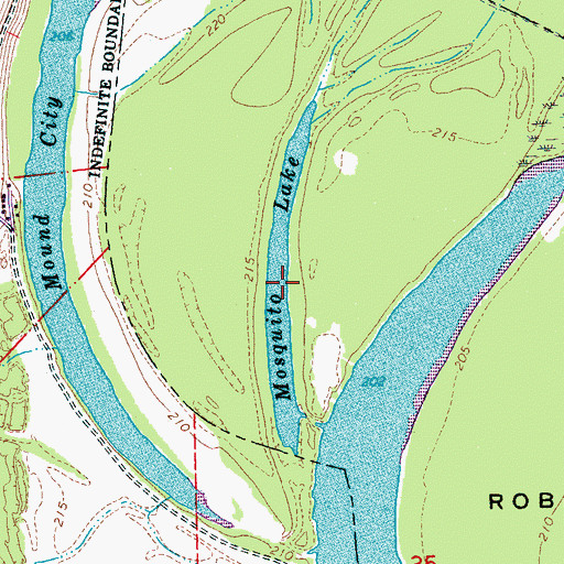 Topographic Map of Mosquito Lake, TN
