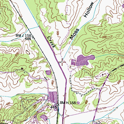Topographic Map of Moss Hollow, TN
