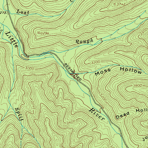 Topographic Map of Moss Hollow, TN