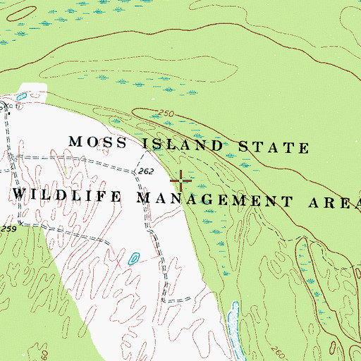 Topographic Map of Moss Island State Wildlife Management Area, TN