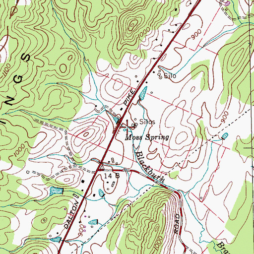 Topographic Map of Moss Spring, TN