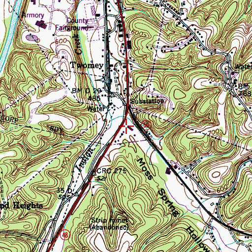 Topographic Map of Moss Spring Hollow, TN